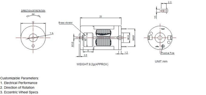 Motor home RF-1220CA-NZ da vibração da C.C. da aplicação com construído no vibrador