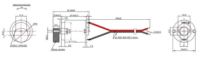 diâmetro do motor 24mm da vibração da C.C. 12v para o Massager RC-260SA-20135Ф15*6.5